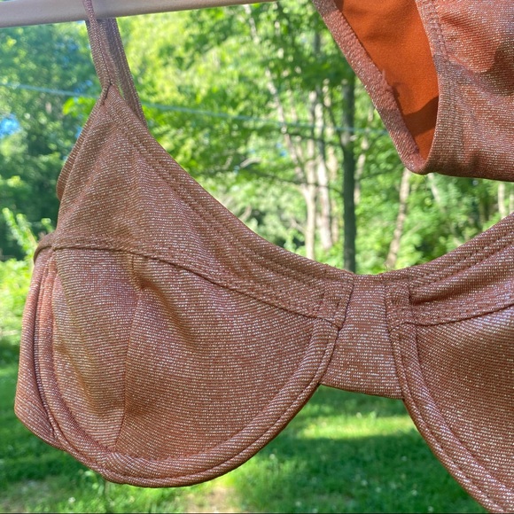 New Xhilaration Copper Metallic Texture Underwire + Cheeky Bikini Set - Picture 7 of 11